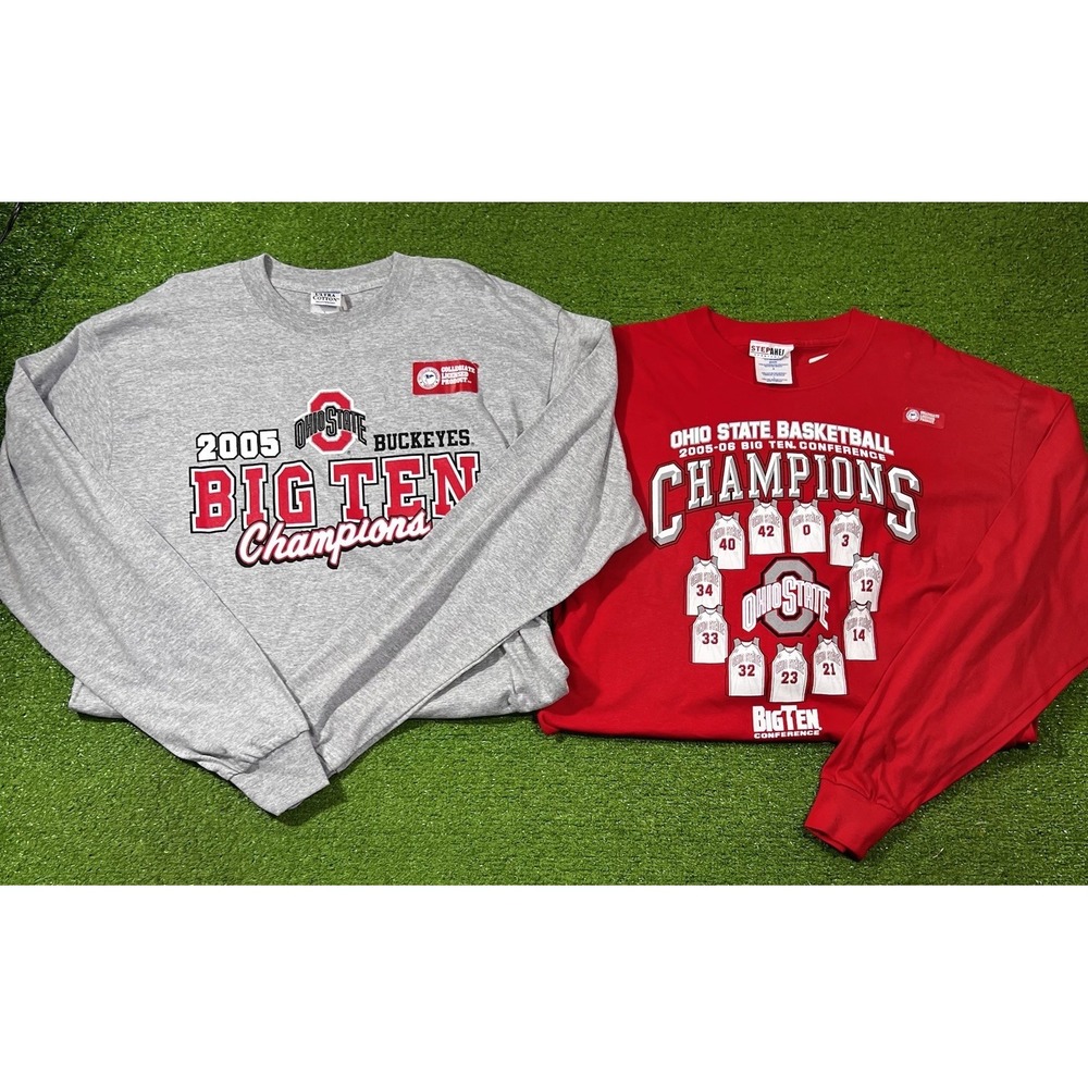 Vintage Ohio State Big 10 Champion Shirts L '05 Buckeye Football Basketball NWT